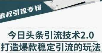 今日头条引流技术2.0，打造爆款稳定引流的玩法视频教程-韬哥副业项目资源网