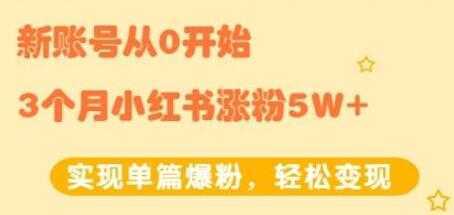 小红书涨粉变现《新账号从0开始3个月小红书涨粉5W+》实现单篇爆粉-韬哥副业项目资源网