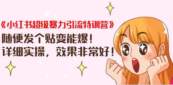 《小红书超级暴力引流特训营》随便发个贴变能爆，详细实操，效果非常好！-韬哥副业项目资源网