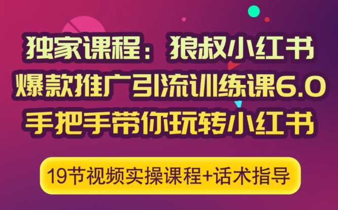 狼叔小红书爆款推广引流训练课6.0，手把手带你玩转小红书-韬哥副业项目资源网