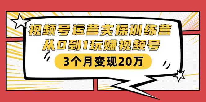 视频号运营实操训练营：从0到1玩赚视频号，3个月变现20万-韬哥副业项目资源网