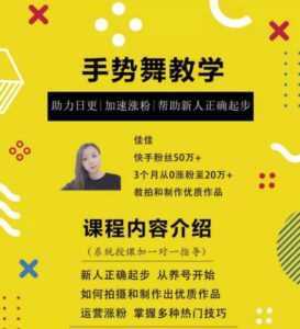 0基础学习快手手势舞教程,助你持续输出热门短视频-韬哥副业项目资源网