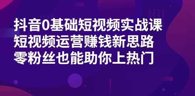 抖音0基础短视频实战课，短视频运营赚钱新思路，零粉丝也能助你上热门-韬哥副业项目资源网