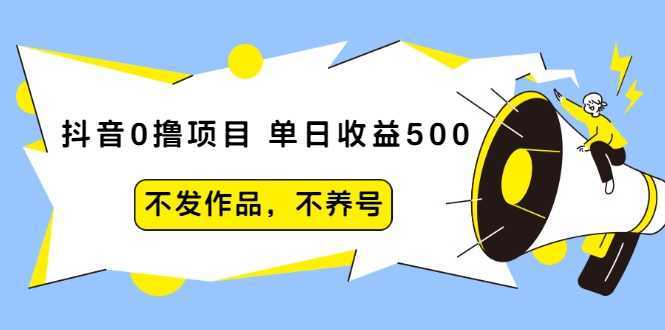 抖音0撸项目：单日收益500，不发作品，不养号-韬哥副业项目资源网