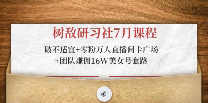 树敌研习社7月课程：破不适宜+零粉万人直播间卡广场+团队赚佣16W美女号套路-韬哥副业项目资源网