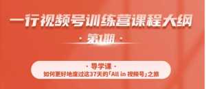 一行视频号特训营，从零启动视频号30天，全营变现5.5万元【价值799元】-韬哥副业项目资源网