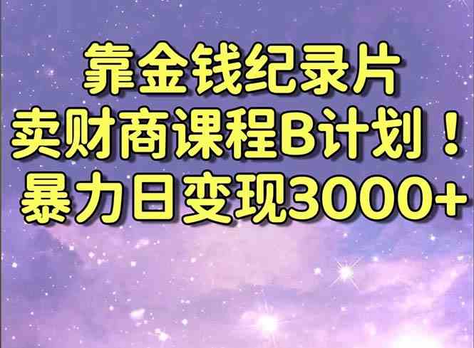 （8944期）靠金钱纪录片卖财商课程B计划！暴力日变现3000+，喂饭式干货教程！-韬哥副业项目资源网