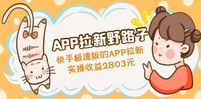 （4946期）APP拉新野路子：快手极速版的APP拉新赚，实操收益2803元-韬哥副业项目资源网