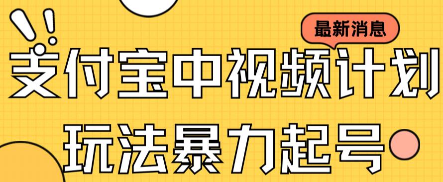 （7218期）支付宝中视频玩法暴力起号影视起号有播放即可获得收益（带素材）-韬哥副业项目资源网