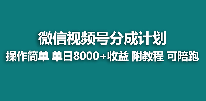 （7904期）【蓝海项目】视频号分成计划，单天收益8000+，附玩法教程！可陪跑-韬哥副业项目资源网