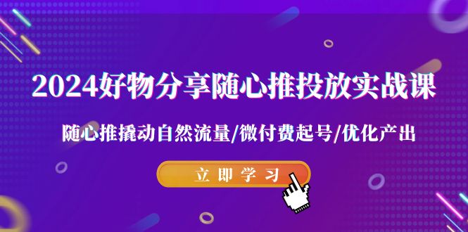 （9030期）2024好物分享-随心所欲推推广实战演练课 随心所欲推撬起自然搜索流量/微付钱养号/提升产出率-韬哥副业项目资源网