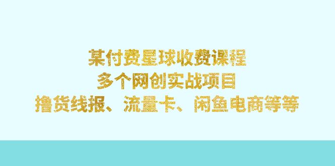 （7199期）某付钱星体课程内容：好几个网创实践项目，撸货线报网、上网卡、闲鱼平台电子商务等-韬哥副业项目资源网