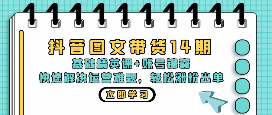 （13107期）抖音 图文带货14期：基础精英课+账号锦囊，快速解决运营难题 轻松涨粉出单-韬哥副业项目资源网