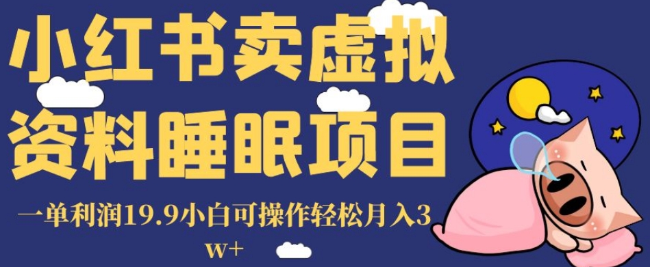 小红书卖虚拟资料睡眠项目，一单利润19.9小白可操作轻松月入3w+【揭秘】-韬哥副业项目资源网