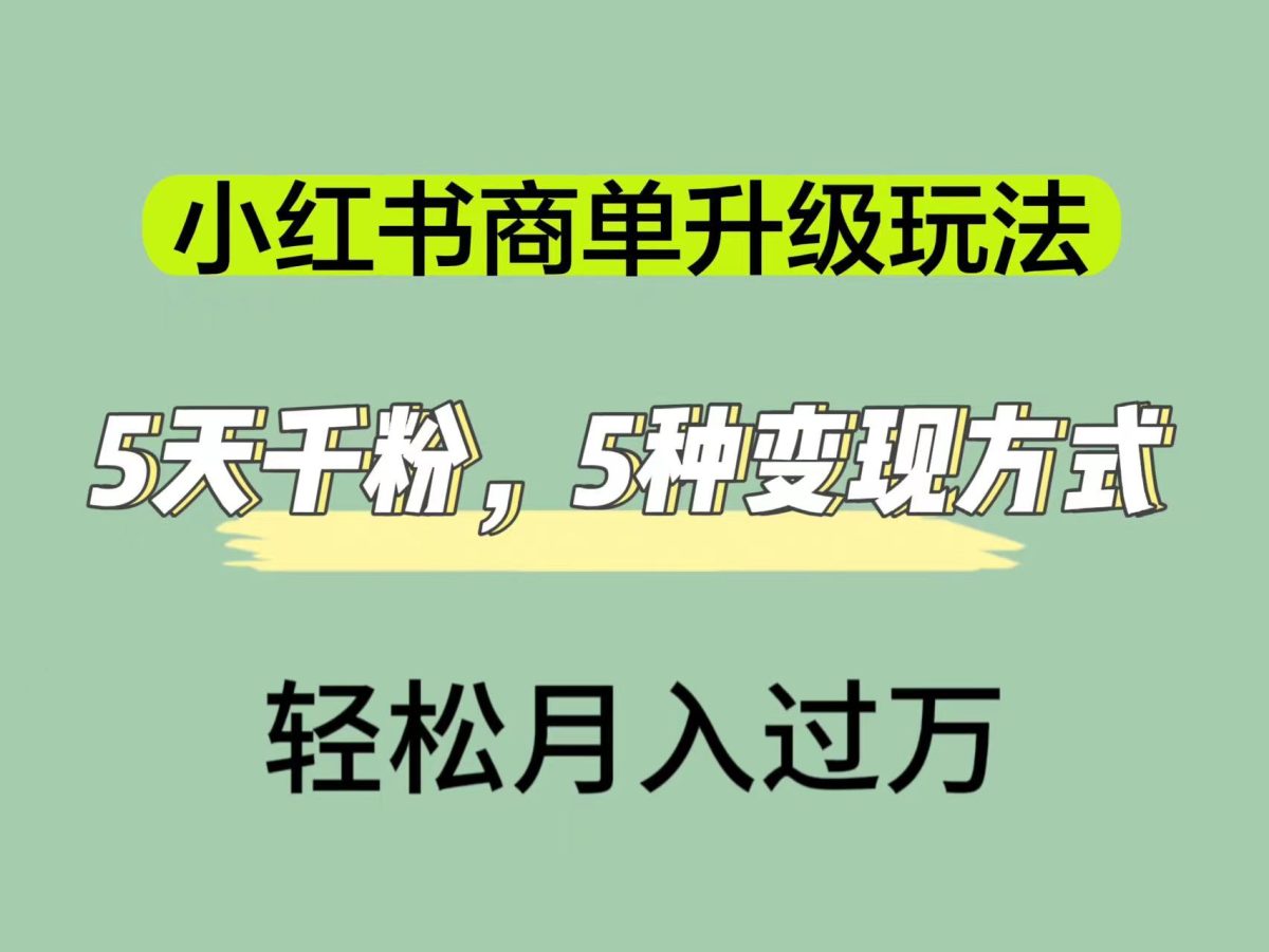 （7312期）小红书的商单升级玩法，5天千粉，5种变现渠道，轻轻松松月入1万-韬哥副业项目资源网