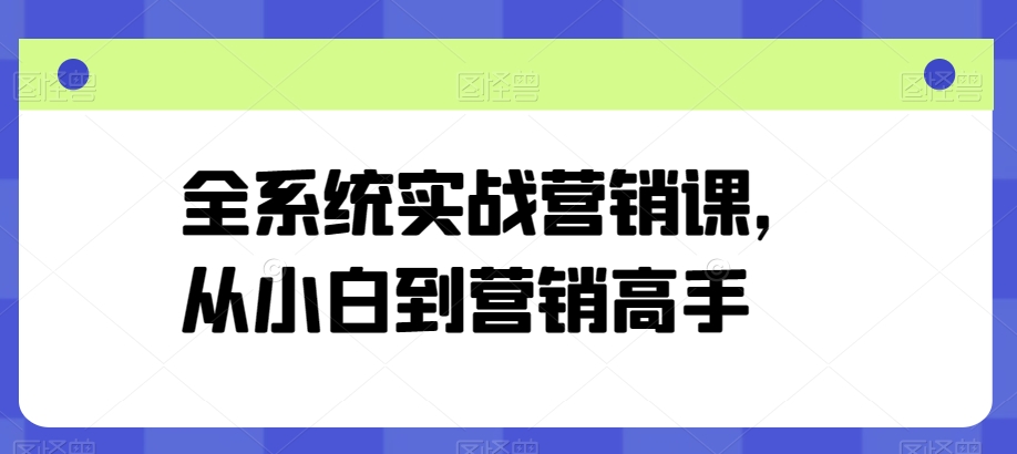 全系统实战营销课，从小白到营销高手-韬哥副业项目资源网