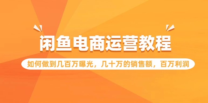 （9560期）闲鱼平台网店运营实例教程：怎样做到上百万曝出，几十万的销售总额，上百万盈利-韬哥副业项目资源网