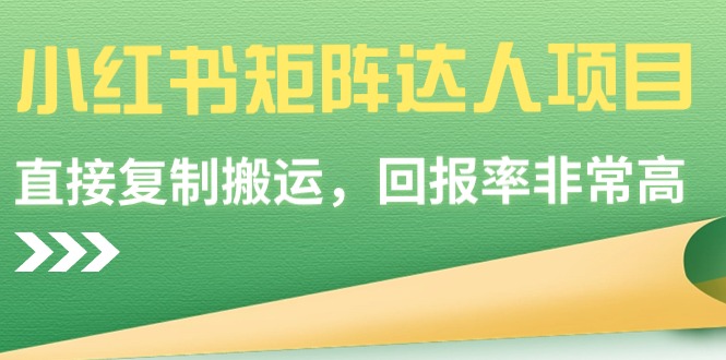 （9019期）小红书的引流矩阵大咖新项目，直接复制运送，收益率非常高-韬哥副业项目资源网