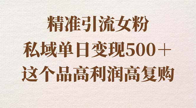 （8742期）精准引流方法女友粉，公域单日转现500＋，高成本低回购，家庭保姆级实际操作软件教程-韬哥副业项目资源网