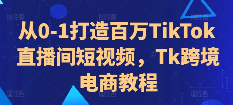 从0-1打造出上百万TikTok直播房间小视频，Tk跨境电子商务实例教程-韬哥副业项目资源网