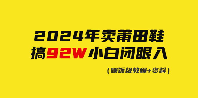 （9329期）2024年卖莆田鞋，做了92W，新手闭上眼实际操作！-韬哥副业项目资源网