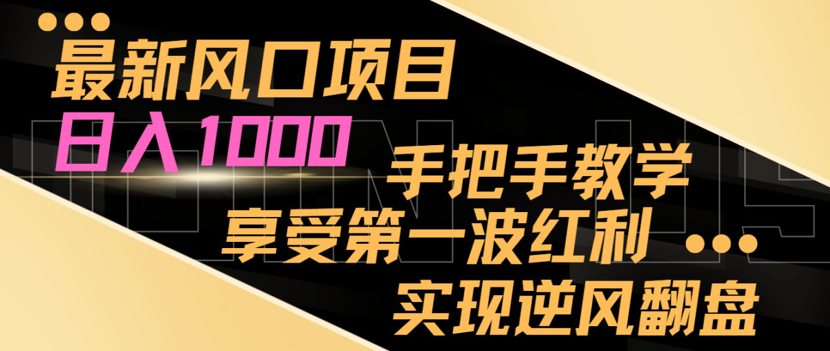（8521期）全新蓝海项目，日入了千，抓住当下出风口，享有第一波收益，完成让二追三-韬哥副业项目资源网