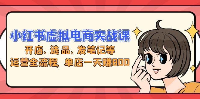 （13110期）小红书虚拟电商实战课：开店、选品、发笔记等运营全流程，单店一天赚800-韬哥副业项目资源网