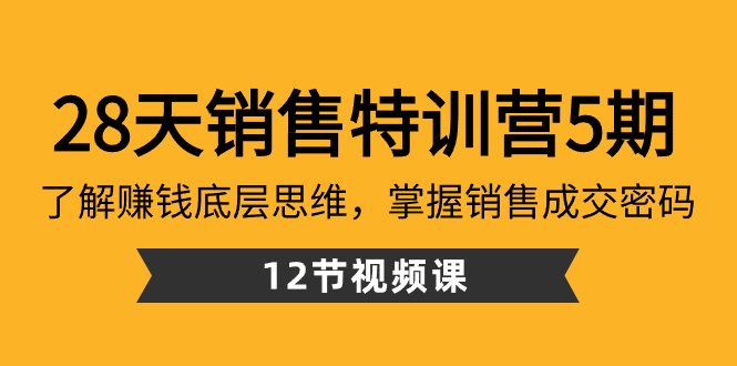（8659期）28天·市场销售夏令营5期：掌握挣钱思维模式，把握销售成交登陆密码（12堂课）-韬哥副业项目资源网