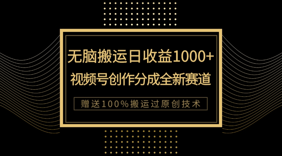 （7736期）单日盈利1000 ，新品类新生态，微信视频号写作分为没脑子运送100%抖音上热门-韬哥副业项目资源网