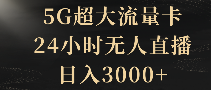 （8304期）5G超大流量卡，24钟头无人直播，日赚3000-韬哥副业项目资源网