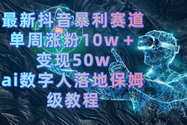 （8637期）最新抖音爆利跑道，单周增粉10w＋转现50w的ai虚拟数字人落地式家庭保姆级实例教程-韬哥副业项目资源网