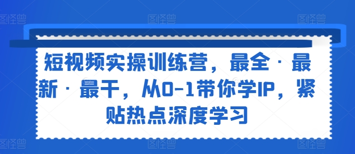 小视频实操训练营，最齐·全新·最干，从0-1陪你学IP，紧靠网络热点深度神经网络-韬哥副业项目资源网