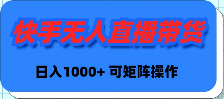 （9542期）快手视频没有人直播卖货，初学者日入1000  可引流矩阵实际操作-韬哥副业项目资源网