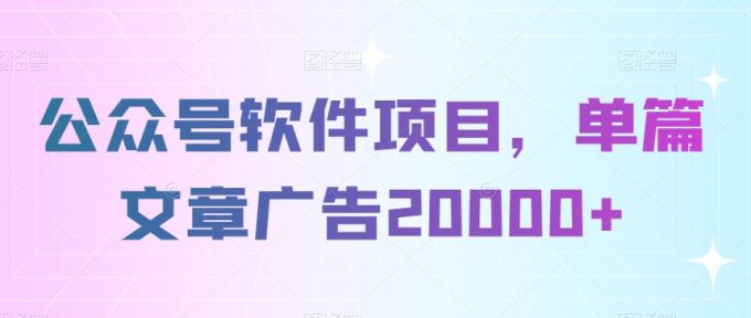 公众号软件项目,单篇文章广告20000+-韬哥副业项目资源网