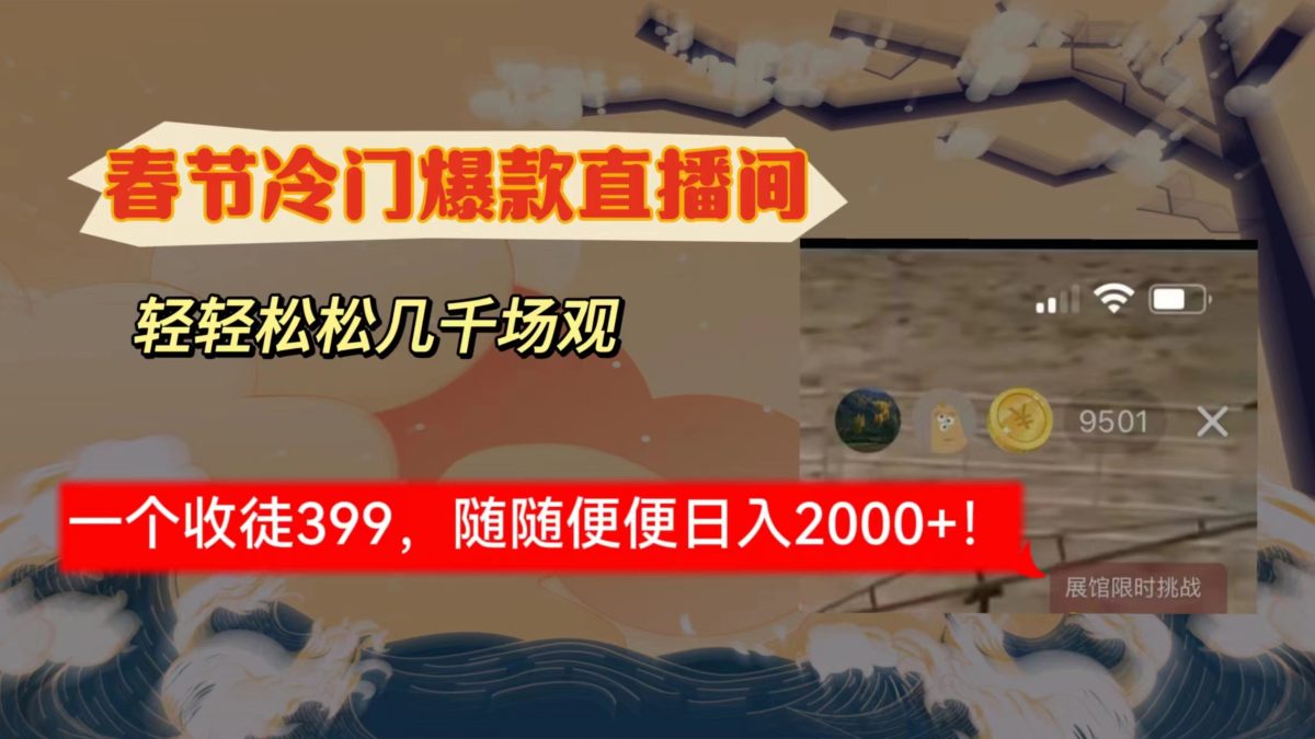 （8937期）新春佳节小众直播房间释放shuang\\\\’s打造出，场观随意几万人同台竞技，收一个徒399，轻…-韬哥副业项目资源网