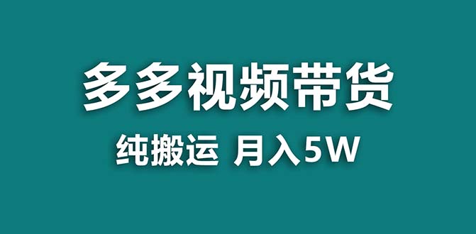 （8491期）【蓝海项目】拼多多视频卖货 纯运送一个月做了5w提成，新手也可以操控 送专用工具-韬哥副业项目资源网