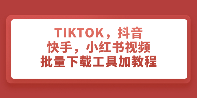 （7714期）TIKTOK，抖音，快手，小红书视频批量下载工具加教程-韬哥副业项目资源网
