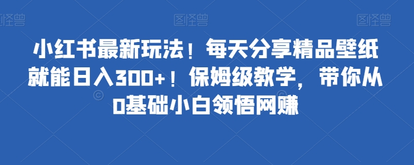 小红书的全新游戏玩法！每天分享精品壁纸就可日赚300 ！家庭保姆级课堂教学，陪你从0基本新手理解网络赚钱-韬哥副业项目资源网