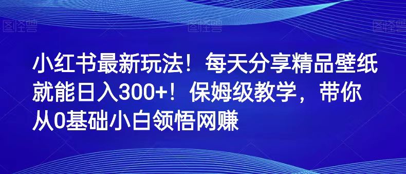 小红书的全新游戏玩法！每天分享精品壁纸就可日赚300 ！家庭保姆级课堂教学，陪你从0理解网络赚钱-韬哥副业项目资源网