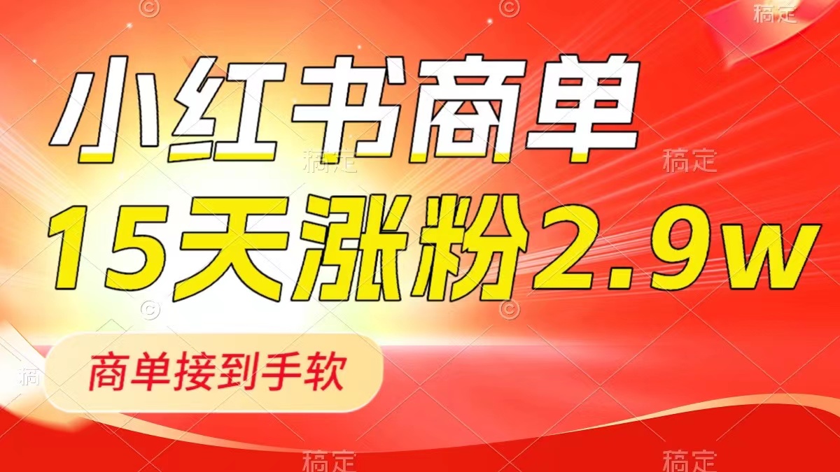 （8308期）小红书的商单全新游戏玩法，小号15天2.9w粉，商单接到手软，1min一篇手记-韬哥副业项目资源网