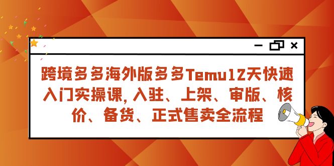 （7686期）跨境电商多多的国际版多多的Temu12天快速上手实战演练课，从进驻 上架到宣布出售全过程-韬哥副业项目资源网