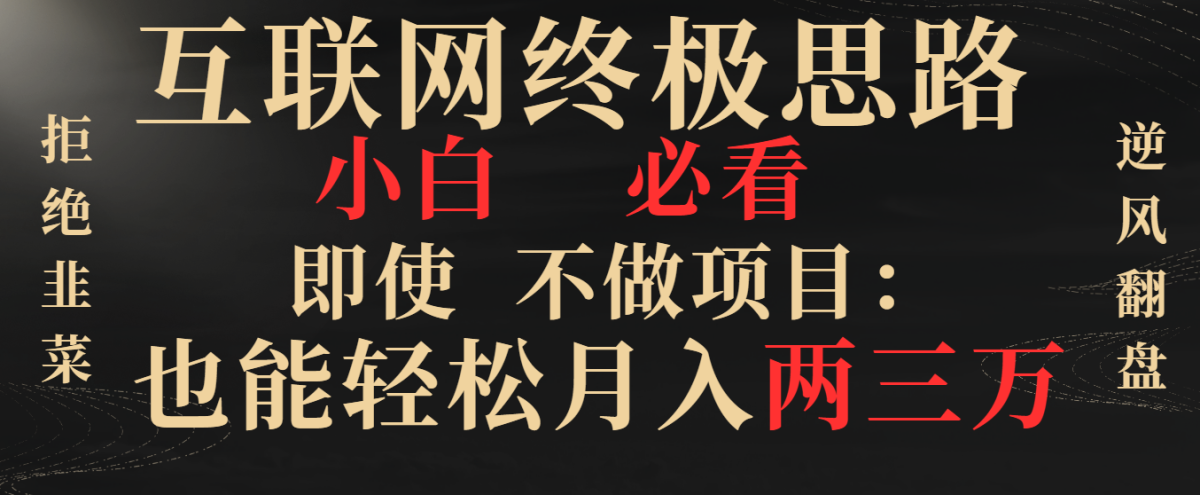 （8619期）互联网技术最终构思，新手必读，即便不做工程都可以轻松月入两三万，回绝韭莱…-韬哥副业项目资源网