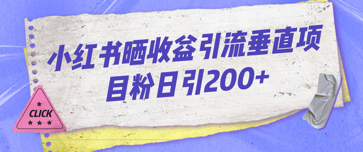 （7045期）小红书晒收益图引流垂直项目粉日引200+-韬哥副业项目资源网
