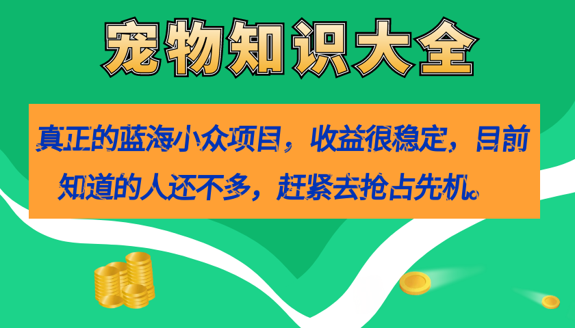 （7348期）真正意义上的瀚海冷门新项目，小宠物基本知识，盈利比较稳定（教务管理 素材内容）-韬哥副业项目资源网