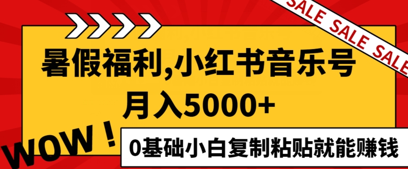 小红书的音乐号月入5000 ，0基本新手拷贝也能赚钱-韬哥副业项目资源网