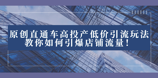 （8197期）2023直通车高投产低价引流玩法，教你如何引爆店铺流量！-暖阳网-优质付费教程和创业项目大全-韬哥副业项目资源网