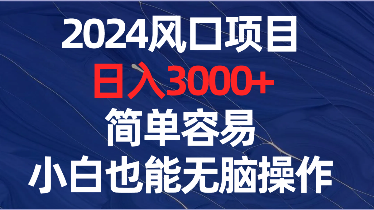 （8432期）2024蓝海项目，日赚3000 ，简单方便，新手也可以没脑子实际操作-韬哥副业项目资源网