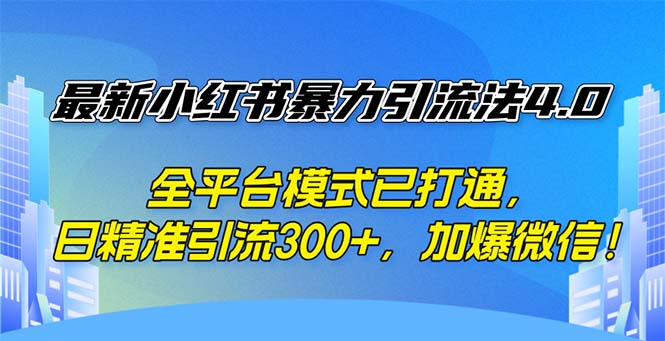 （12505期）最新小红书暴力引流法4.0， 全平台模式已打通，日精准引流300+，加爆微…-韬哥副业项目资源网