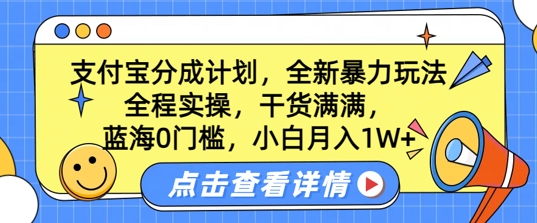 瀚海0门坎，支付宝钱包分为方案，全新升级暴力行为游戏玩法，全过程实际操作，满满的干货，新手月入1W-韬哥副业项目资源网