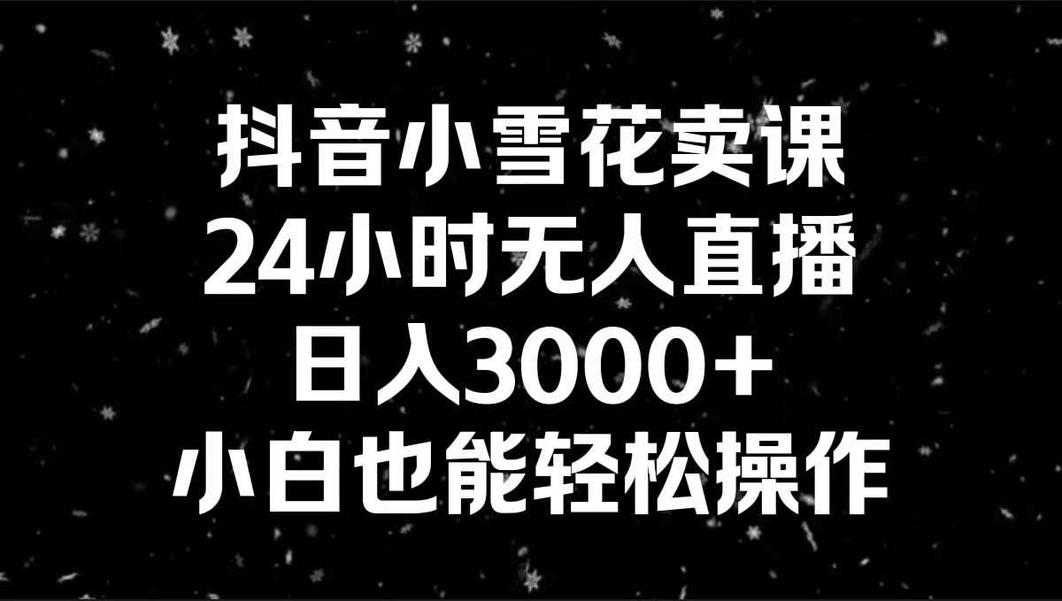 （8695期）抖音小雪花卖课，24小时无人直播，日入3000+，小白也能轻松操作-韬哥副业项目资源网